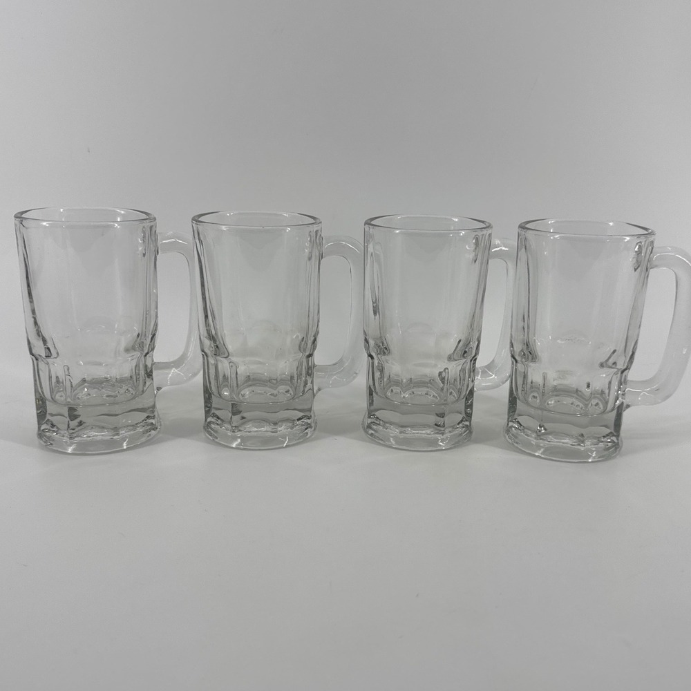 Anchor Hocking Paneled Glass Beer Mugs Set of 4 Clear Heavy Duty 5.5in Steins